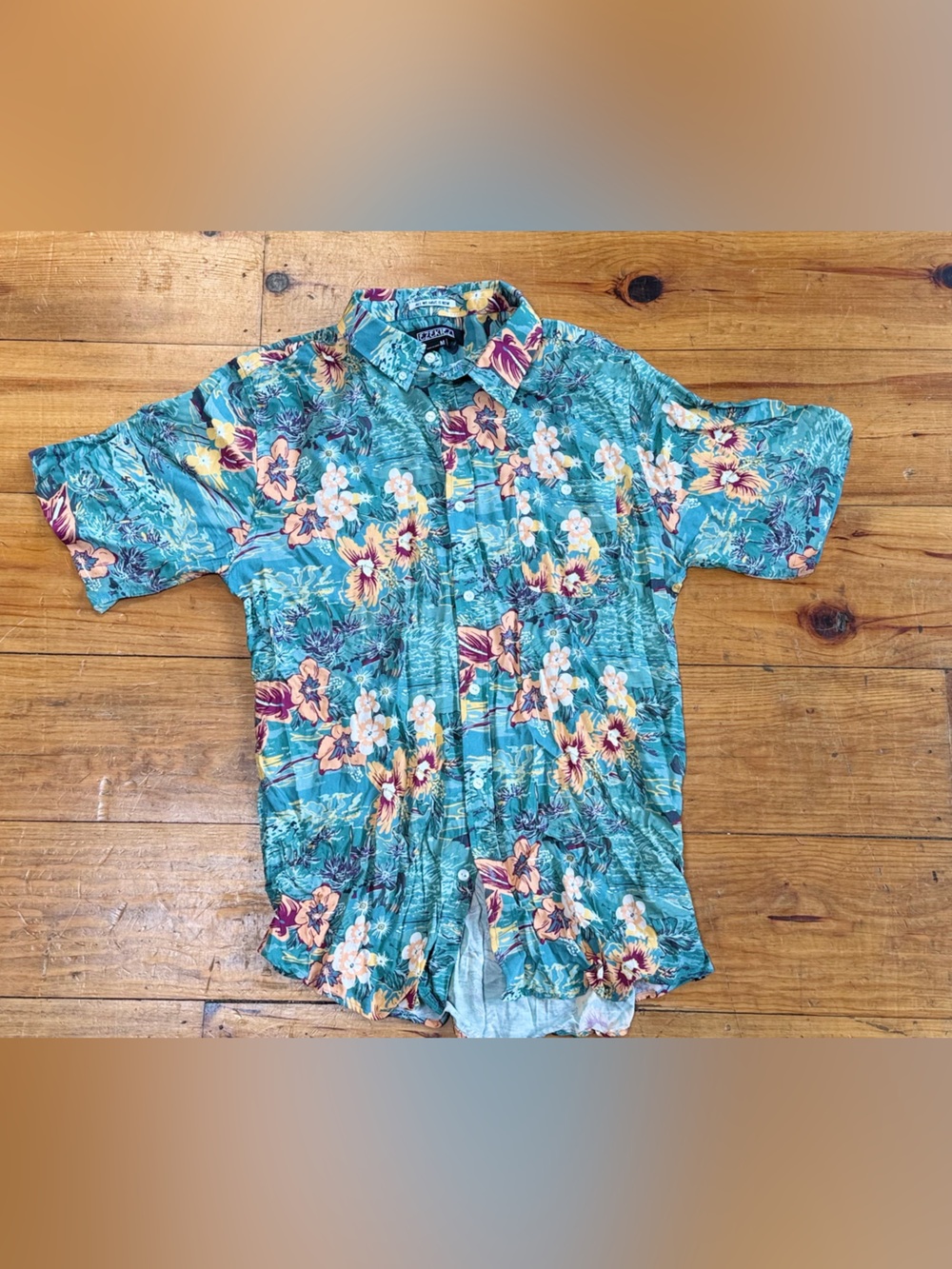 Ezekiel Teal Floral Short-Sleeve Button-Up Shirt